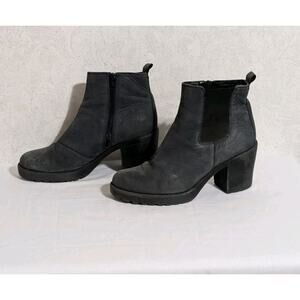 Vagabond Boots Womens 38 7.5 Black Grace Chelsea Ankle Nubuck Lug Leather Chunky